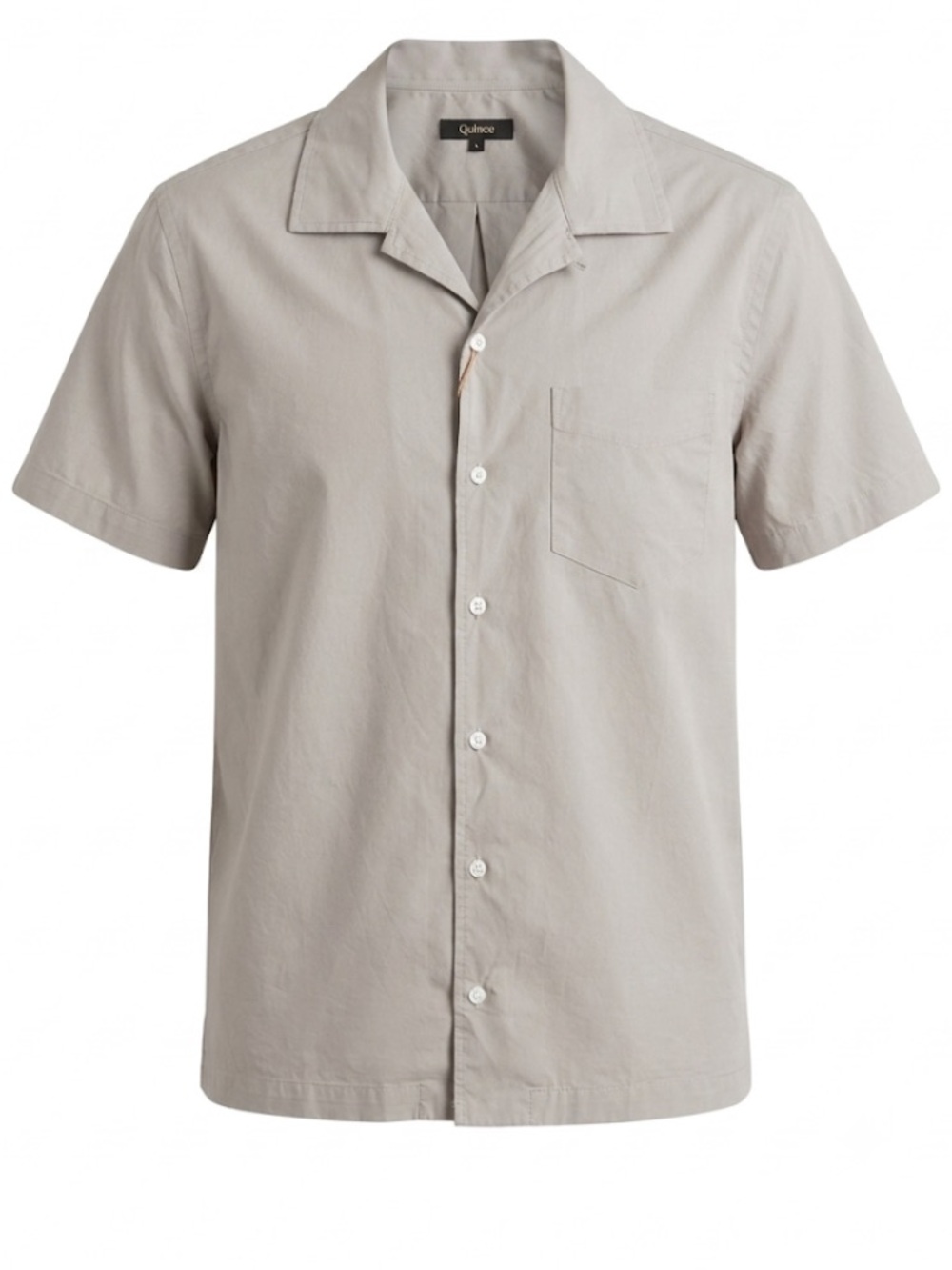 Quince Short-Sleeve Button-Down Shirt in Light Gray Organic Cotton Men Small NWT